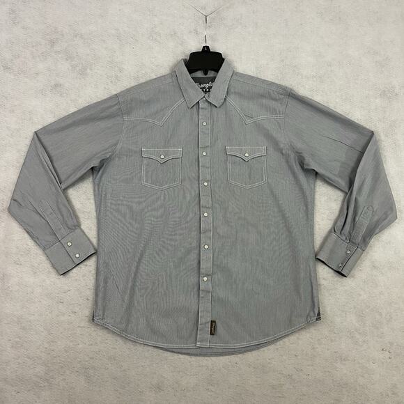 Wrangler Retro Premium Western Shirt Men’s XL Gray Pearl Snap Cotton - Picture 6 of 14